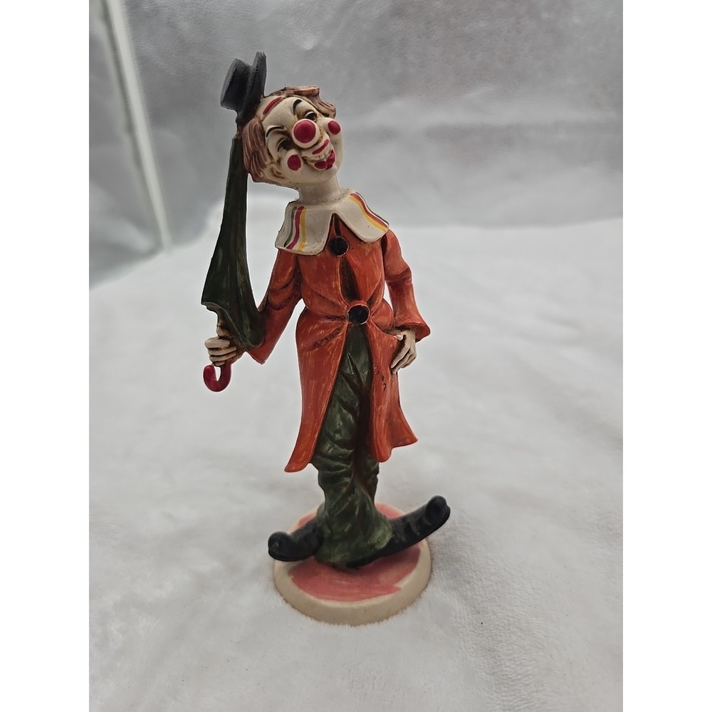 Vintage Fontanini Clown Figure w/ Umbrella Made in‎ Italy Hobo